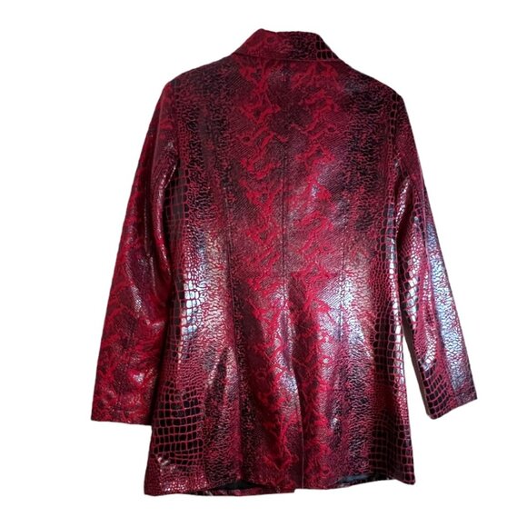 Selene Sport Red/Black Textured Reptile Print Long Sleeve Lined Jacket, Size S - Picture 2 of 6